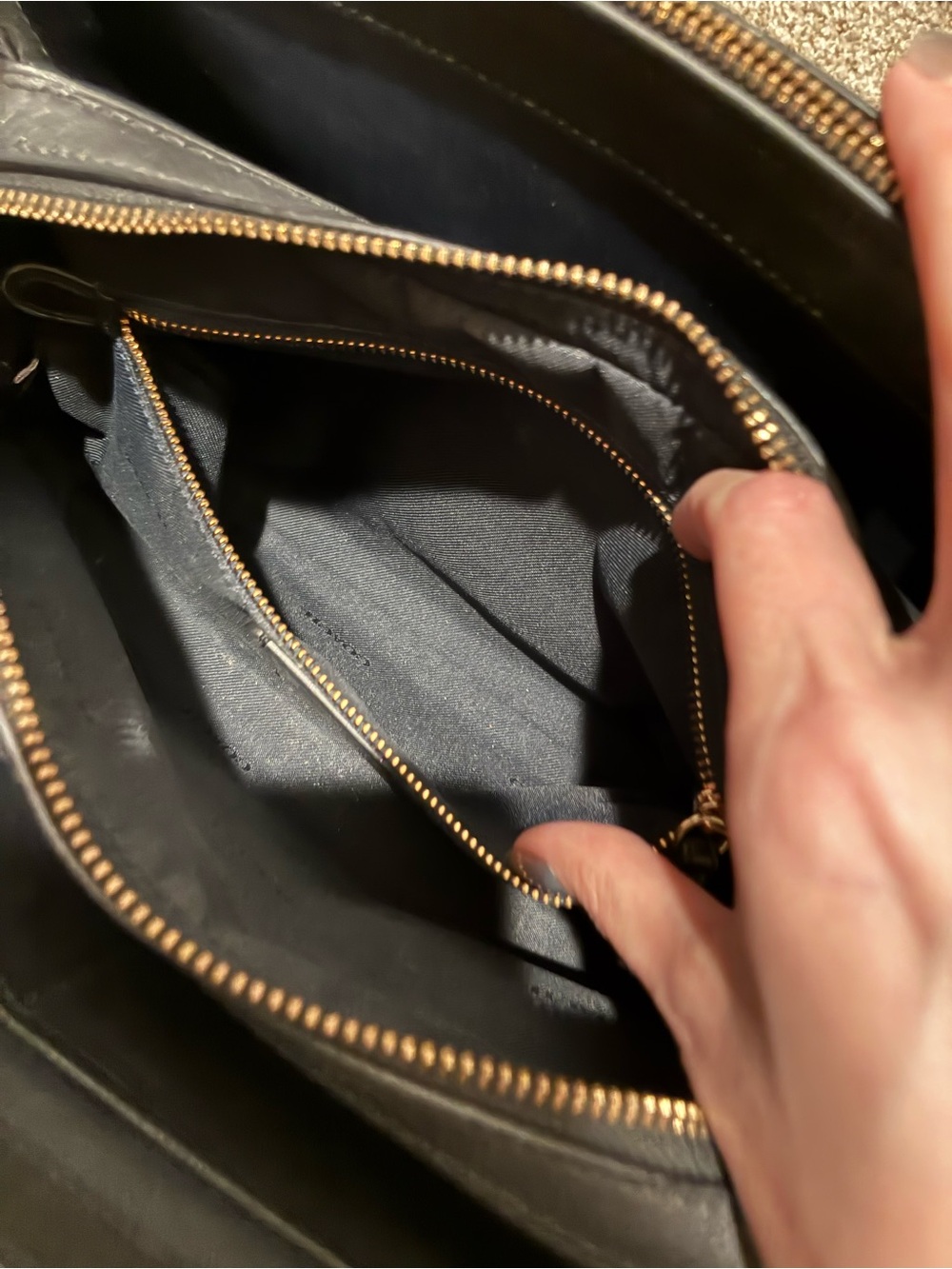 Coach Brooklyn Carryall 28 Black Pebbled Leather Purse Gold Hardware - NO STRAP - Picture 14 of 16